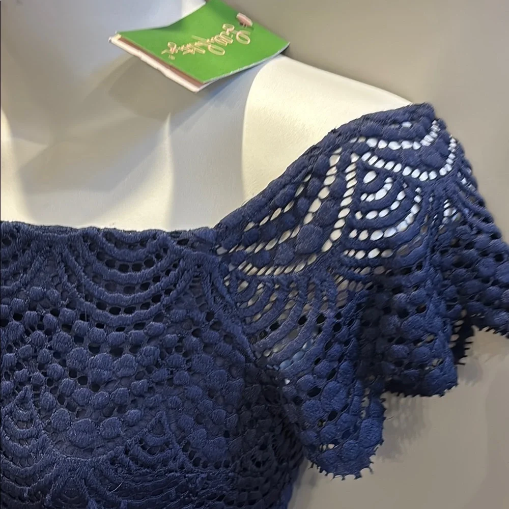 NWT retail $198 Lilly Pulitzer Jade Dress - Navy Shell Scalloped Lace -sm - Picture 7 of 10